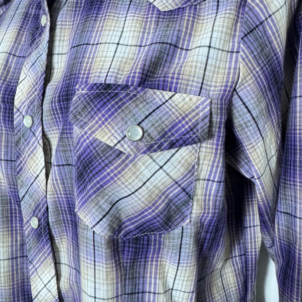 Roper Western Pearl Snap Shirt Plaid Rodeo Country Concert Womens Medium - Picture 5 of 14